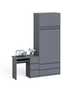 Стол однотумбовый Мори МС 6 правый с шкаф комодом графит 180х50х234 2 см Свк