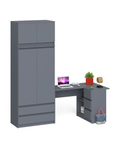 Угловой стол Мори 16ПР со шкафом комодом и антресолью графит 214 8х85х234 2 см Свк