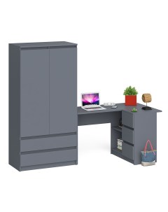 Стол угловой правый Мори МШ900 1 и шкаф комод графит 214 8х85х180 см Свк