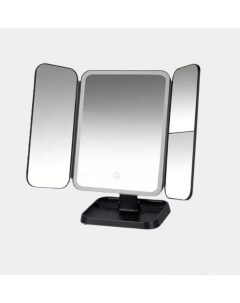 Складное сенсорное зеркало со светодиодной подсветкой с увеличением черное Nobrand