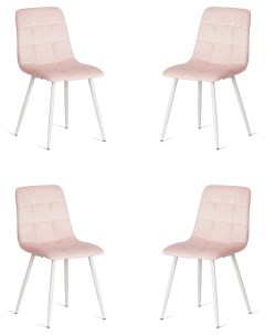 Комплект стульев для кухни CHILLY 4 шт вельвет розовый белый Tetchair
