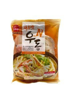 Корейская пшеничная лапша Удон быстрого приготовления со вкусом креветок 225 г Nobrand