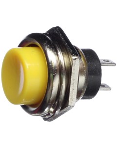 Кнопка d20мм желтая без фиксации на замыкание металл Kls