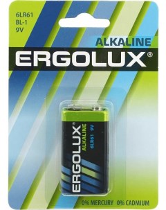 Батарейка алкалиновая Alkaline Крона 9V упаковка 1 шт 6LR61BL 1 Ergolux