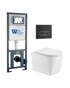 Комплект унитаз Nesenbach 004 GL WT инсталляция Marberg 410 кнопка смыва Weltwasser