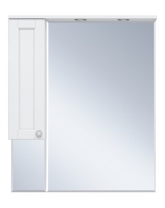 Зеркало со шкафчиком Латте 85 белое левосторонняя Misty