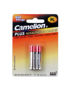 Батарейка AAA LR03 1 5V блистер 2шт Alkaline Plus C LR03P 2 бл Camelion