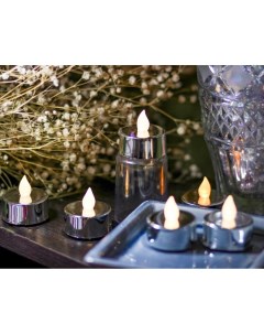 Набор светодиодных чайных свечей СЭЙОРИ серебряные 4 см 6 шт Kaemingk