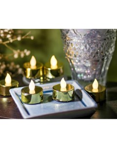 Набор светодиодных чайных свечей СЭЙОРИ золотые 4 см 6 шт Kaemingk