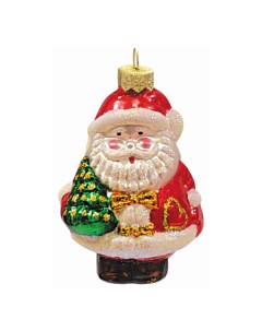 Елочная игрушка Дед Мороз с елочкой 1 шт красный белый Коломеев