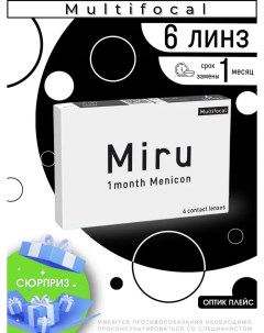 Мультифокальные линзы Miru Multifocal 6 линз R 8 6 SPH 1 00 Аддидация LOW 1 00 Menicon