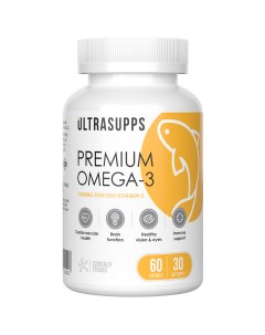 Омега 3 Premium Omega 3 1000 мг 60 гелевых капсул Ultrasupps