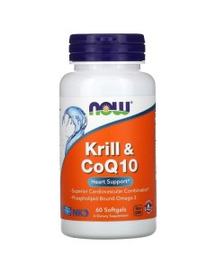 Масло криля Коэнзим Q10 krill oil Coq10 heart support 60 капсул Now