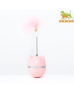 Игрушка для кошек Неваляшка розовая пластик перо 20 см Пижон