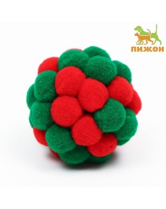Игрушка для кошек Новогодний Пузырь зеленый красный текстиль 1 шт 5 см Пижон