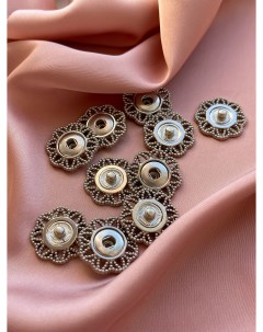 Серебристые металлические пришивные кнопки в форме цветка 21мм 5 штук Bouton