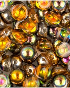 Бусины с двумя отверстиями Cabochon bead 6 мм Crystal Magic Copper 10 шт Czech beads