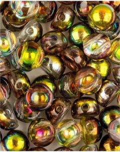 Бусины с двумя отверстиями Cabochon bead 6 мм Crystal Magic Green 10 шт Czech beads