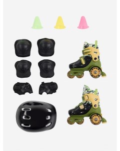 Набор детский роликовые коньки шлем комплект защиты Зеленый Street runner