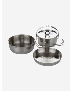 Набор посуды котелок сковорода миска CAMP SET LARGE Серебряный Tatonka