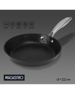 Сковорода rock stone d 22 см h 4 3 см антипригарное покрытие индукция цвет черный Magistro