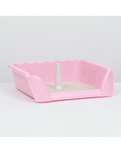 Туалет для собак с высокими бортами и съемной сеткой 38х36х12 см розовый Пижон
