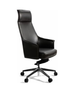 Офисное кресло Бордо A1918 brown leather темно коричневая кожа алюминий крестовина Norden