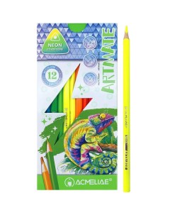 Набор карандашей цветных неоновых Neon Artmate 12 цв в картонном футляре Acmeliae