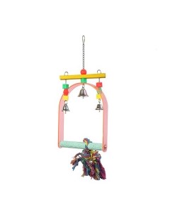 SkyRus Качели для птиц с колокольчиками с минеральной жёрдочкой 36х17см Skyrus игрушки для птиц и грызунов