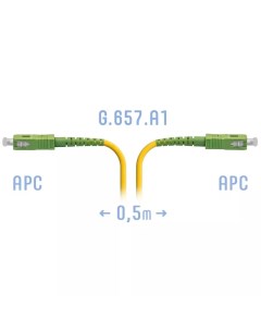 Патч корд оптический PC SC APC A 0 5m SC APC SC APC одномодовый 3мм G 657 A1 50см желтый PC SC APC A Snr