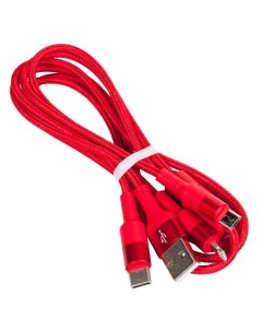 Кабель USB X26 Xpress 3 в 1 для Lightning Micro USB Type C 2 0A 1м красный Hoco