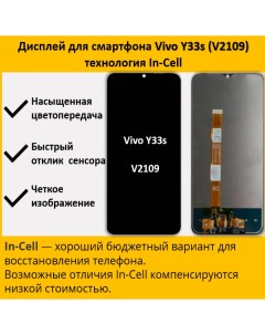 Дисплей для смартфона Vivo Y33s 4G V2109 технология In Cell Telaks