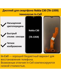 Дисплей TA 1359 для смартфона Nokia C30 черный Telaks