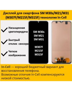 Дисплей для смартфона Samsung M30s Samsung M21 Samsung M31 M307F M215F M315F In Cell Telaks