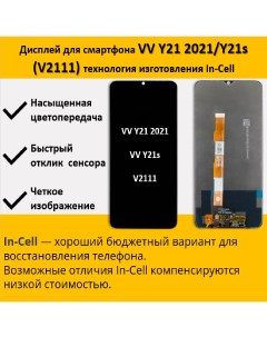 Дисплей для смартфона Vivo Y21 2021 Y21s V2111 технология In Cell Telaks