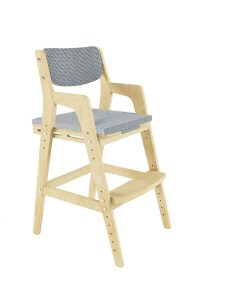 Детский растущий стул Вуди Без покрытия с чехлом Серый Велюр Робин wood