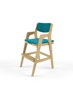 Детский растущий стул Вуди Без покрытия с чехлом Голубой Велюр Робин wood