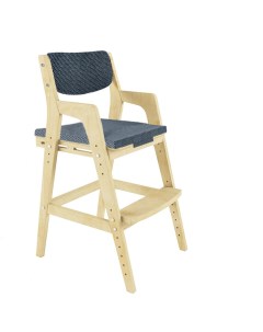 Детский растущий стул Вуди Без покрытия с чехлом Темно серый Велюр Робин wood