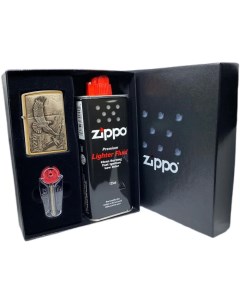 Подарочный набор Зажигалка 20854 Eagles с покрытием Brushed Brass кремни Zippo