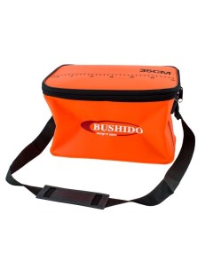 Кан рыболовный оранжевый прямоугольный с ремнем размер 35х22х20 см сумка Bushido