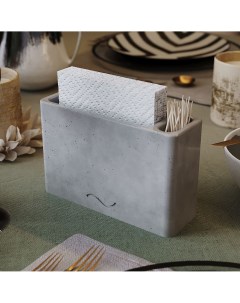 Салфетница органайзер для салфеток и зубочисток Lina 17x6x12 см бетон серая глянцевая Musko
