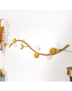 Крючки декоративные металл Волна с точками золото 6х40 см Nobrand