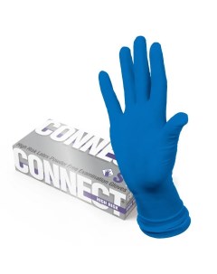 Перчатки резиновые латексные CONNECT XL синие в коробке High risk