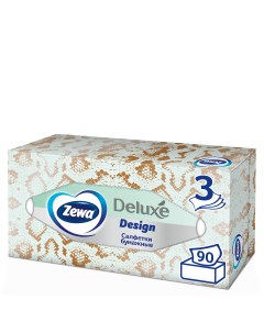 Салфетки Бумажные в коробке Deluxe Дизайн в ассортименте 3 слоя 90 шт Zewa