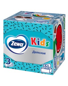 Салфетки бумажные в коробке Kids детские 3 слоя 60 шт Zewa