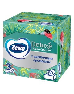 Салфетки бумажные в коробке Deluxe арома коллекция 3 слоя 60 шт Zewa