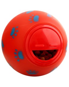 Игрушка шар под лакомства Лапки красная 8 см Пижон