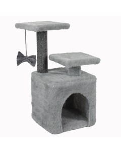 Домик с когтеточкой для кошек серый 30 х 30 х 65 см Meridian