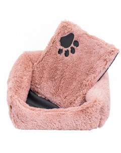 Лежак для животных Belka квадратный с подушкой пыльная роза мех сатин 55х55х17см Zoom®