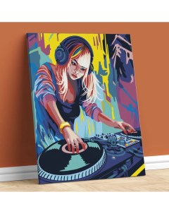 Картина по номерам на холсте с подрамником Девушка DJ Борода малевича